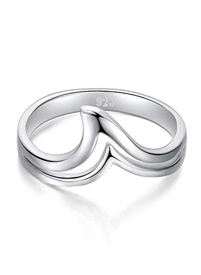BORUO 925 Sterling Silver Ring Chevron Thumb Stackable High Polish Comfort Fit Band Ring Size 8 - Image 2
